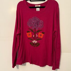Talbots Fuchsia Floral Long Sleeve Tee